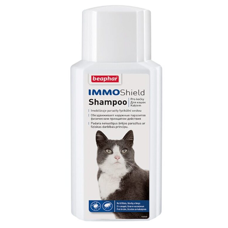 Pret blusām, ērcēm šampūns kaķiem Beaphar IMMO Shield Shampoo Cat 200 ml