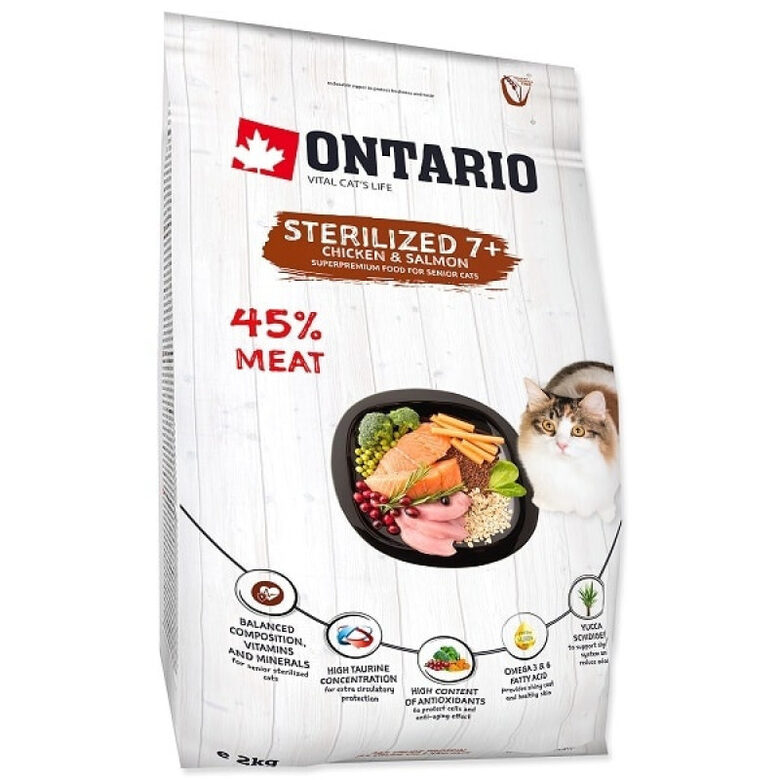 Sausā barība kaķiem Ontario Cat Sterilised 7+ 2 kg