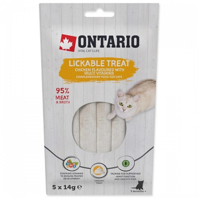Cat treat Ontario Lickable Treats Chicken Flavoured with Multi Vitamins 5 x 14 g