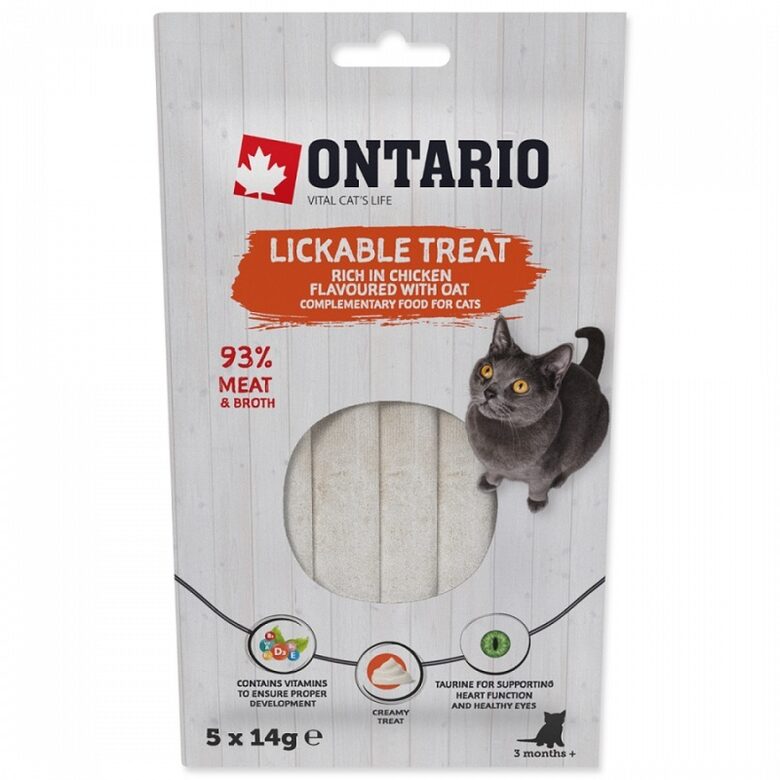 Cat treat Ontario Lickable Treats Chicken Flavoured with Oat 5 x 14 g