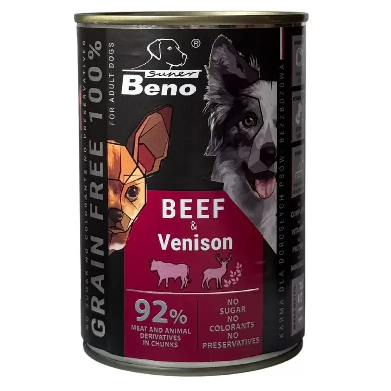 Wet food for dogs Super Beno beef & venison in sauce 415 g set