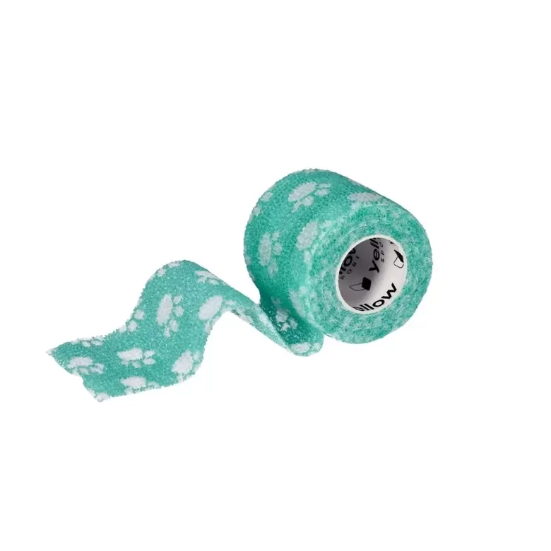 Elastīgā pašlīpošā saite Zarys yellowBAND nesterila 5cmx4.5m green paws N1