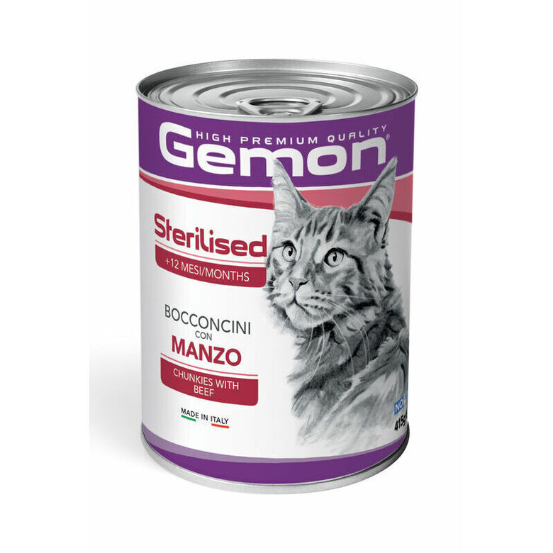 Cat wet food Gemon Cat Sterilised Chunkies with Beef 415 g
