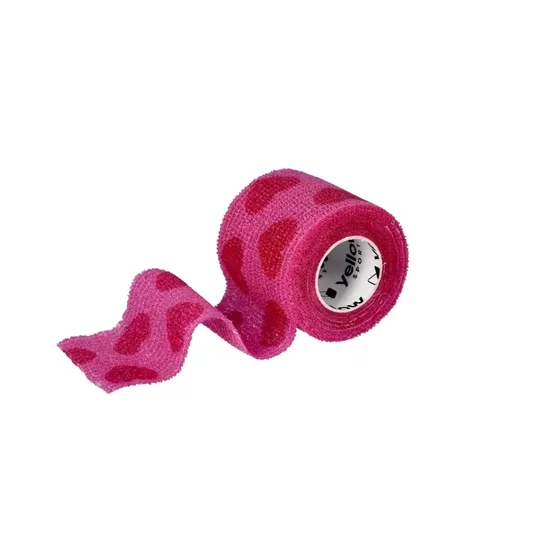 Elastīgā pašlīpošā saite Zarys yellowBAND, nesterila 5cmx4.5m pink hearts N1 (uz vietas)