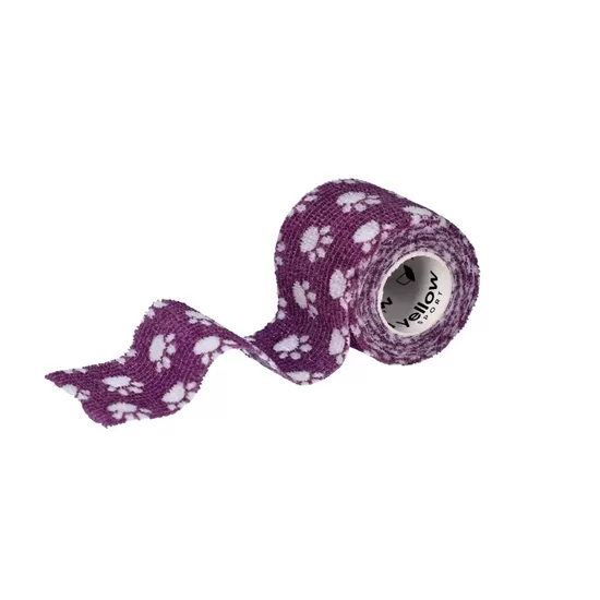 Elastīgā pašlīpošā saite Zarys yellowBAND, nesterila, 5cmx4.5m violet paws N1 (uz vietas)