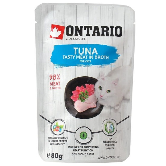 Konservi kaķiem Ontario Pouch Tuna in Broth 80g