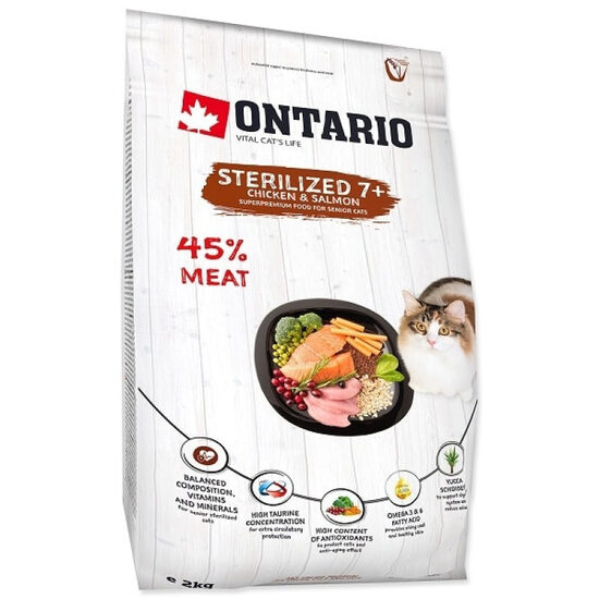 Sausā barība kaķiem Ontario Cat Sterilised 7+ 2 kg