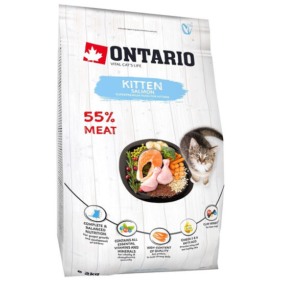 Sausā barība kaķēniem Ontario Cat Kitten Salmon 2 kg