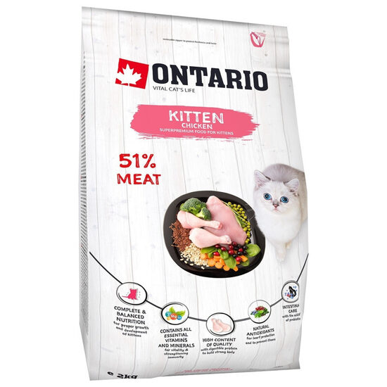 Sausā barība kaķēniem Ontario Cat Kitten Chicken 2 kg
