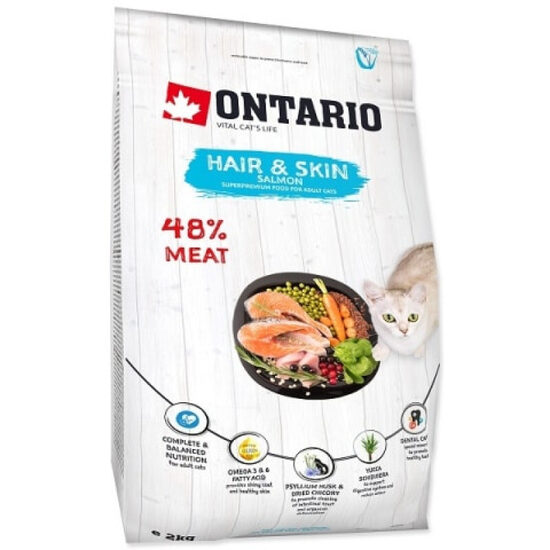 Sausā barība kaķiem Ontario Cat Hair and Skin 2 kg