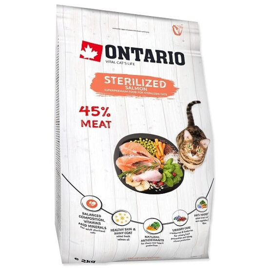 Sausā barība kaķiem Ontario Cat Sterilised Salmon 2 kg