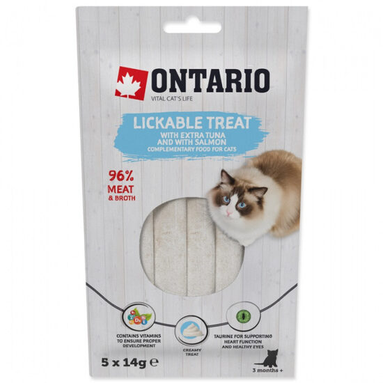 Gardums kaķiem Ontario Lickable Treats with Tuna and Salmon 5 x 14 g