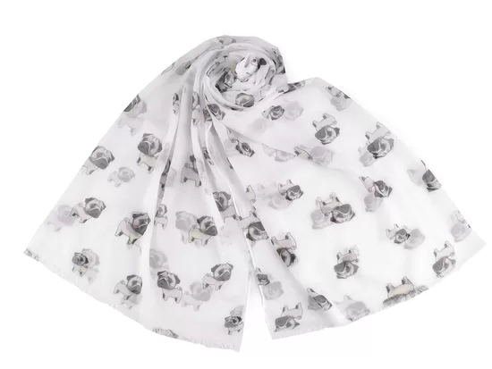 Scarf DOGS 75x180 cm white