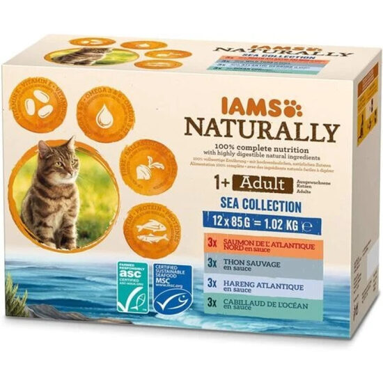 Konservēta barība kaķiem IAMS CAT Naturally Adult Sea Collection 12*85g