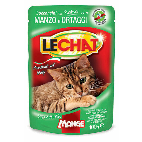 Cat wet food LeChat Pouch Adult Chunkies with Beef and Vegetables 100 g