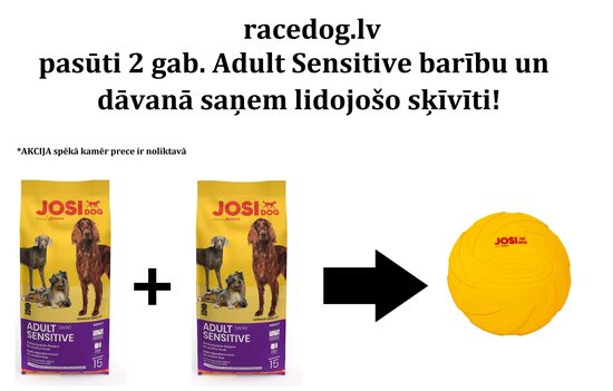 AKCIJA Josera Premium Josidog Adult Sensitive 15kg 2gab + lidojošais šķīvītis