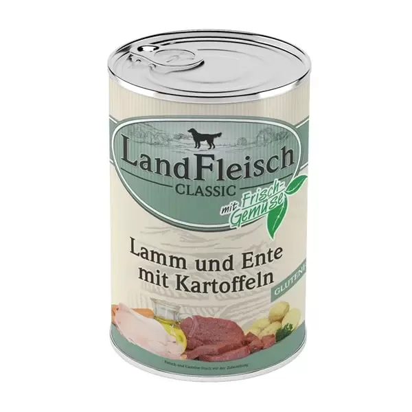 Konservi Landfleisch suņiem ar jēra gaļu+pīli+kartupeļiem 400 g