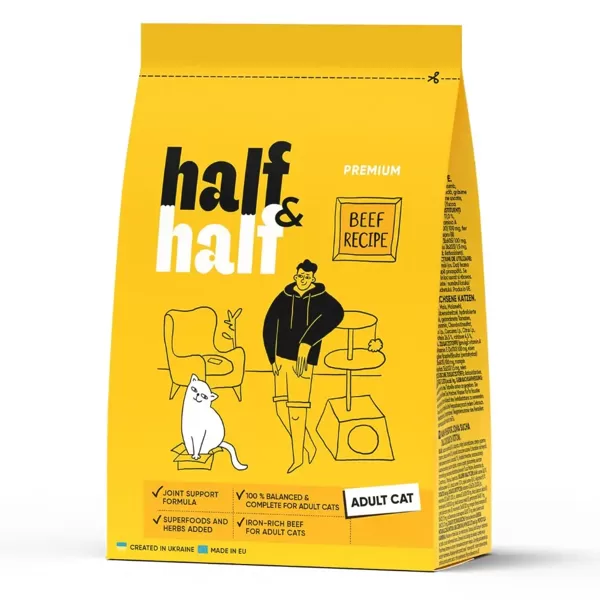 Half&Half dry cat food with beef 2 kg