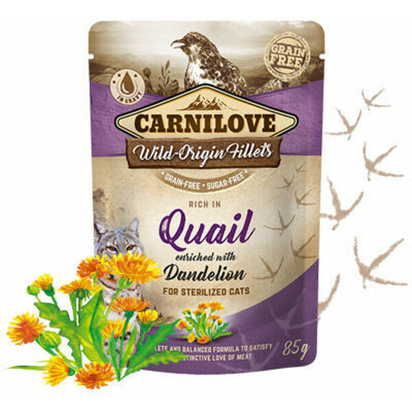 Carnilove Cat Pouch Quail Dandelion for sterilized 85g cat wet food