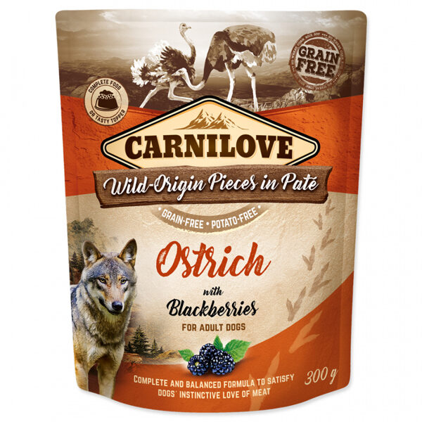 Carnilove Pate Ostrich with Blackberries 300g mitrā barība suņiem