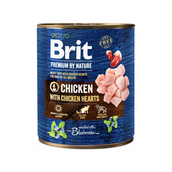 Brit Premium by Nature wet Chicken with Hearts 800g mitrā barība suņiem