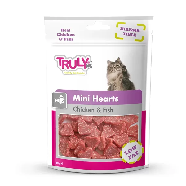 Truly Cats Mini Hearts Chicken + Fish 50 g kārumi kaķiem