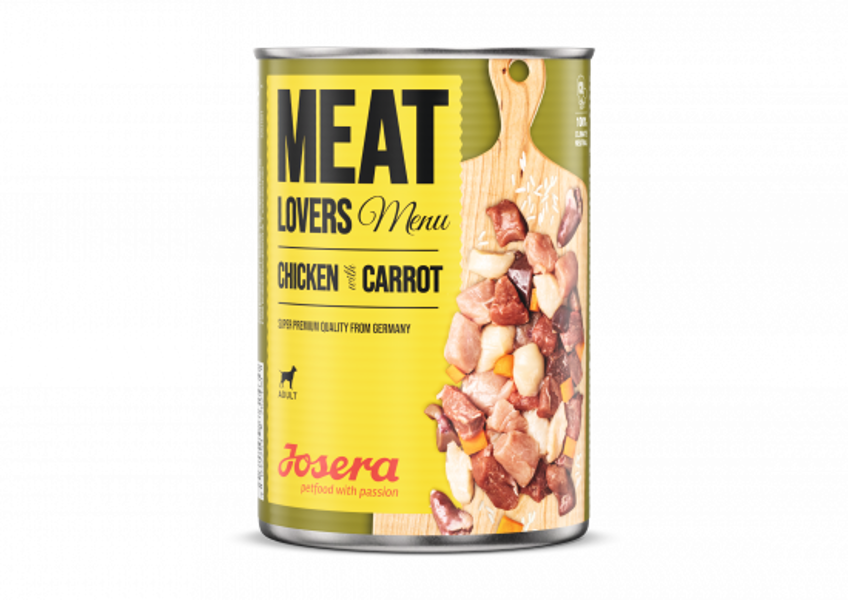 Konservi suņiem Josera Meat Lovers Menu Chicken with Carrot 400g